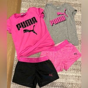 Excellent condition girls Puma tee short and short sets sz XS 5/6